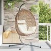 vidaXL Hangandi eggjast&oacute;ll Lj&oacute;s krem 104 x 100 x 191 cm p&oacute;l&yacute;rattan