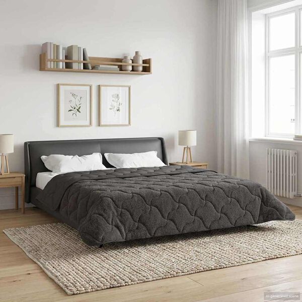 vidaXL Full &aacute;rs d&yacute;na Antras&iacute;t 200 x 200 cm Microfiber og Teddy f&oacute;&eth;ri&eth;