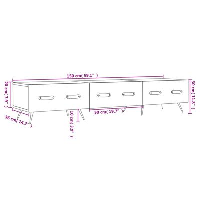 vidaXL Sjónvarpsskápur Steypugrár 150x36x30 cm Samsettur Viður