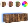 vidaXLVeggfestur Sj&oacute;nvarpssk&aacute;pur me&eth;LED lj&oacute;sum Reyklitu&eth; eik 100x35x31 cm