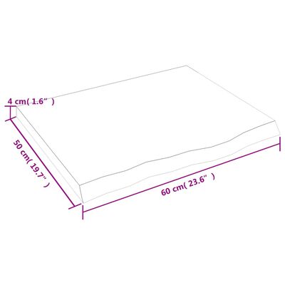 vidaXL Baðherbergisborðplata Dökkbrún 60x50x(2-4)cm Meðhöndlaður Viður