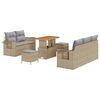 vidaXL Gar&eth;s&oacute;fa sett me&eth; p&uacute;&eth;i 10 pcs Beige og lj&oacute;sgr&aacute;r p&oacute;l&yacute;rattan