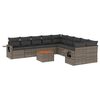 vidaXL 11 Hluta Gar&eth;s&oacute;fasett me&eth; Sessum Gr&aacute;r P&oacute;l&yacute;rattan