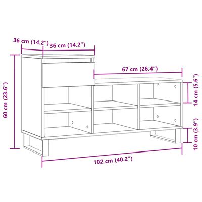 vidaXL Skóskápur Háglans Hvítur 102x36x60 cm Samsettur Viður