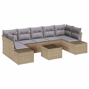 vidaXL Gar&eth;s&oacute;fa sett me&eth; p&uacute;&eth;i 8 pcs Drapplita&eth;ur p&oacute;l&yacute;rattan