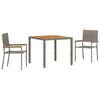 vidaXL Gar&eth;ur bor&eth;sett 3 pcs Gr&aacute;r p&oacute;l&yacute;rattan