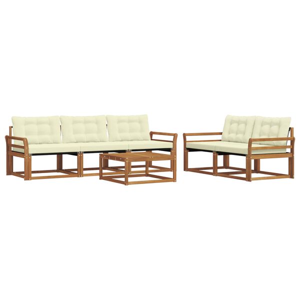 vidaXL &Uacute;ti s&oacute;fasett me&eth; p&uacute;&eth;i 6 pcs N&aacute;tt&uacute;rulegt og Krem