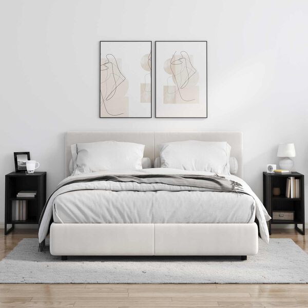 vidaXL N&aacute;ttbor&eth; Svartur Eik 39.5 x 30 x 50 cm Samsettur vi&eth;ur