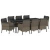 vidaXL Gar&eth;ur bor&eth;sett me&eth; p&uacute;&eth;i 9 pcs Gr&aacute;r p&oacute;l&yacute;rattan
