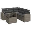 vidaXL 6 -Hluta Gar&eth;s&oacute;fasett me&eth; Sessum Gr&aacute;tt P&oacute;l&yacute;rattan