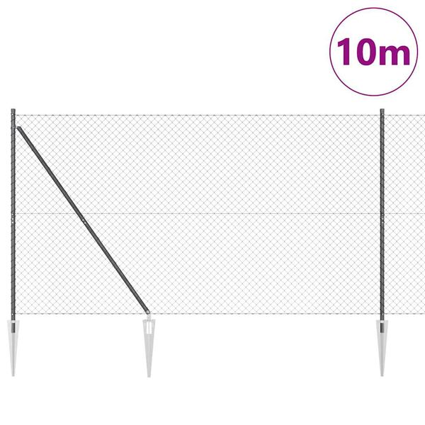 vidaXL Gir&eth;ingarp&oacute;stur Gr&aacute;r 10 x 1,6 m (40 x 40 mm net) St&aacute;l og PVC