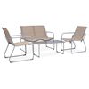 vidaXL 4 Parta Gar&eth;s&oacute;fasett Efni & St&aacute;l M&oacute;gr&aacute;tt