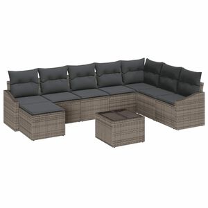 vidaXL Gar&eth;s&oacute;fa sett me&eth; p&uacute;&eth;i me&eth; geymslu 8 pcs Lj&oacute;sgr&aacute;r p&oacute;l&yacute;rattan