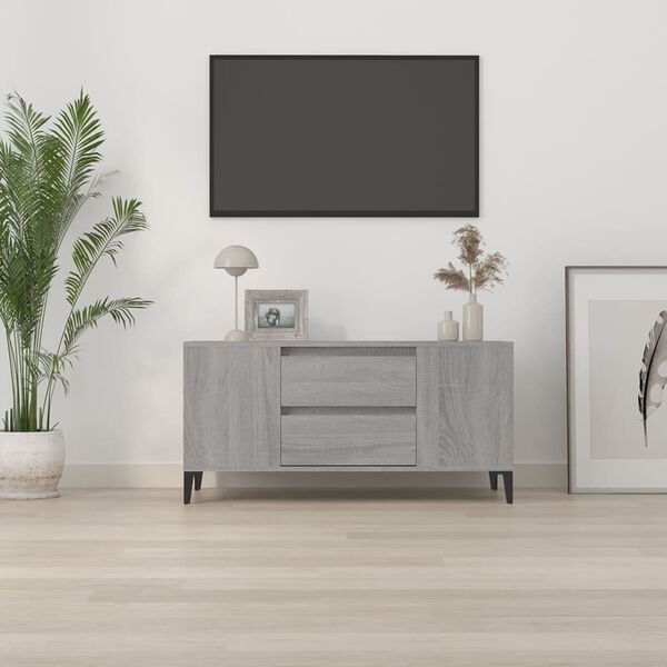 vidaXL Sj&oacute;nvarpssk&aacute;pur Gr&aacute;ir Sonoma Eik 102x44,5x50 cm Samsettur Vi&eth;ur