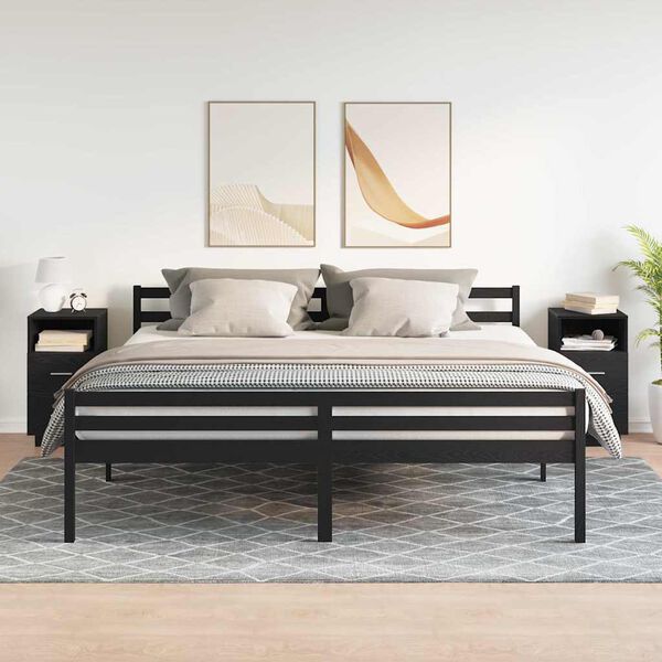 vidaXL n&aacute;ttbor&eth;ssk&aacute;par 2 stk me&eth; 2 sk&uacute;ffum Svartar 36x36x68 cm