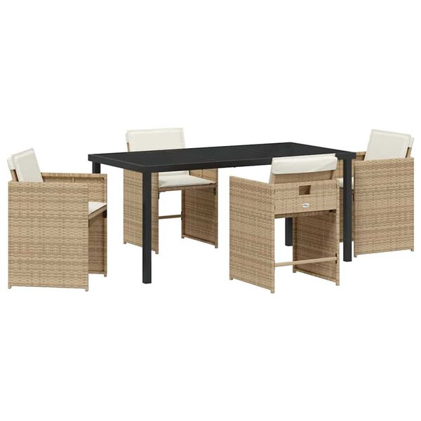 vidaXL Gar&eth;ur bor&eth;sett 5 pcs Drapplita&eth;ur p&oacute;l&yacute;rattan