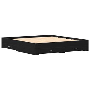 vidaXL Ramsv&iacute;k me&eth; sk&uacute;ffu Svartur Eik 180 x 200 cm Samsettur vi&eth;ur