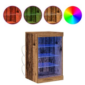 vidaXL LED Hliðarskápur Gamalt timbur 41 x 37 x 67 cm Samsettur viður