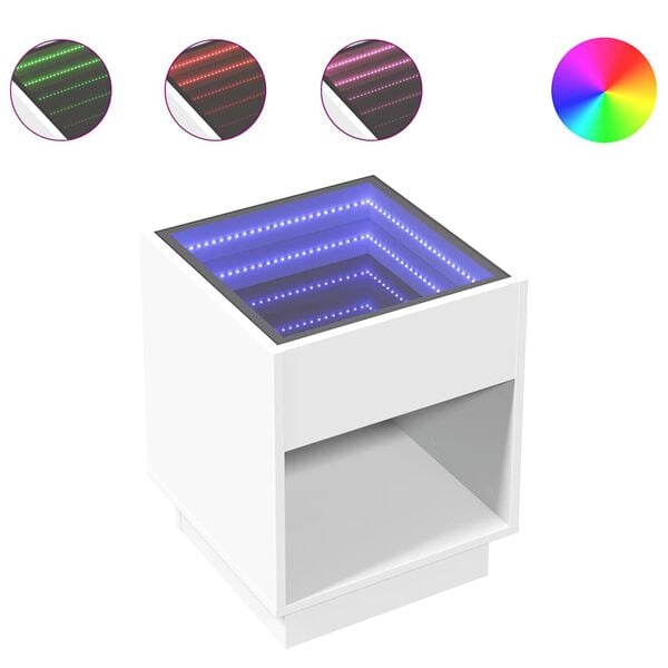 vidaXL S&oacute;fabor&eth; me&eth; &Oacute;endanleika LED Hv&iacute;tt 40x40x50 cm