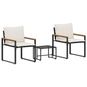 vidaXL H&uacute;sgagnasett me&eth; p&uacute;&eth;i 3 pcs Svart og kremhv&iacute;t Rattan