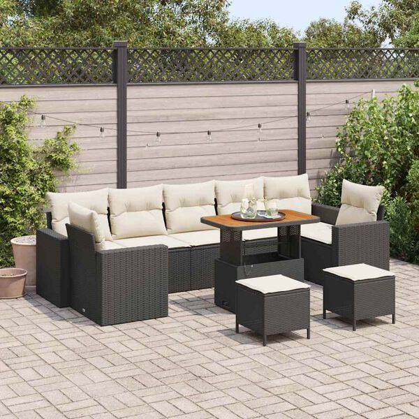vidaXL Gar&eth;s&oacute;fa sett me&eth; p&uacute;&eth;i 13 pcs Beige og krem p&oacute;l&yacute;rattan