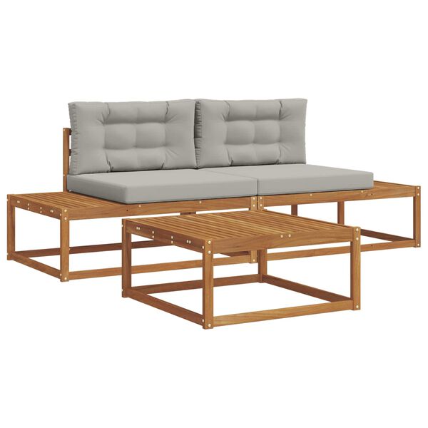 vidaXL &Uacute;ti s&oacute;fasett me&eth; p&uacute;&eth;i 3 Stykki N&aacute;tt&uacute;rulegt og Lj&oacute;st Gr&aacute;tt