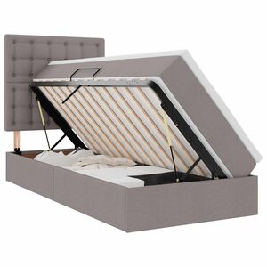 vidaXL R&uacute;m me&eth; geymslur&yacute;mi og LED me&eth; led M&oacute;gr&aacute;r 90 x 190 cm P&oacute;l&yacute;ester