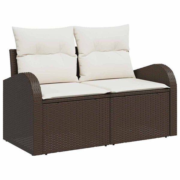 vidaXL Gar&eth;s&oacute;fa sett me&eth; p&uacute;&eth;i 6 pcs Br&uacute;nn Poly rattan