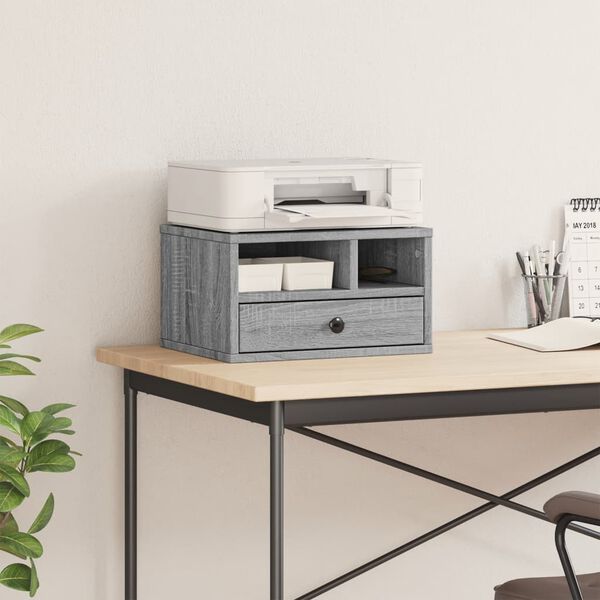 vidaXL Prentarastandur Grár Sonoma 40x32x22,5 cm Samsettur viður