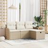 vidaXL Gar&eth;s&oacute;fa sett me&eth; p&uacute;&eth;i 4 pcs Beige og krem p&oacute;l&yacute;rattan
