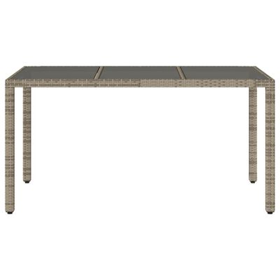 vidaXL Garðborð með Glerplötu Grátt 150x90x75 cm Pólýrattan