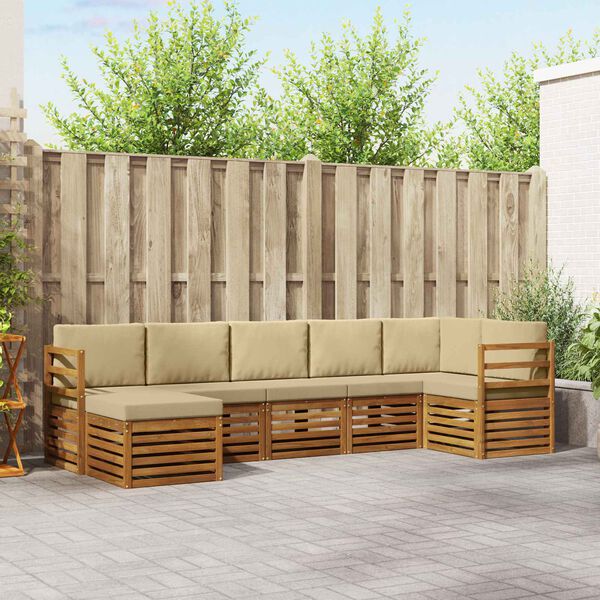 vidaXL Sofav&ouml;ruuppsettning 7 pcs N&aacute;tt&uacute;rulegt og B&eacute;ig Hrein akas&iacute;utr&eacute;