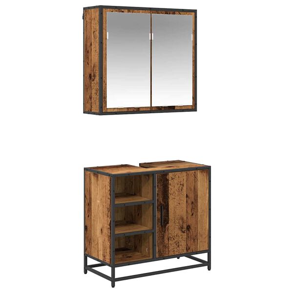 vidaXL Ba&eth;herbergismublasett 2 pcs Gamall vi&eth;ur Samsettur vi&eth;ur