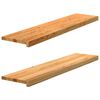 vidaXL tr&ouml;ppur 2 stk lj&oacute;sbr&uacute;nt 110x30x2 cm gegnheil vi&eth;ar eik