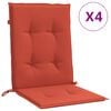 vidaXL St&oacute;lsessur L&aacute;gt Bak 4 stk Rau&eth; Blanda 100x50x4cm Tau&aacute;kl&aelig;&eth;i