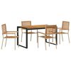 vidaXL Gar&eth;ur bor&eth;sett 5 pcs Beige og br&uacute;nn p&oacute;l&yacute;rattan