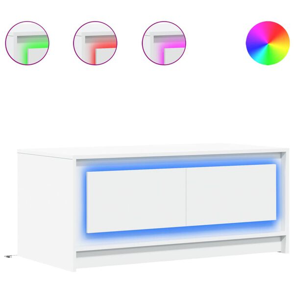 vidaXL S&oacute;fabor&eth; me&eth; LED-lj&oacute;sum Hv&iacute;tur Samsettur Vi&eth;ur