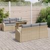 vidaXL Gar&eth;s&oacute;fa sett me&eth; p&uacute;&eth;i me&eth; kodda 7 pcs Drapplita&eth;ur Poly Rattan
