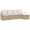 vidaXL S&oacute;fasett me&eth; p&uacute;&eth;i me&eth; geymslu 5 pcs Beige og krem p&oacute;l&yacute;rattan