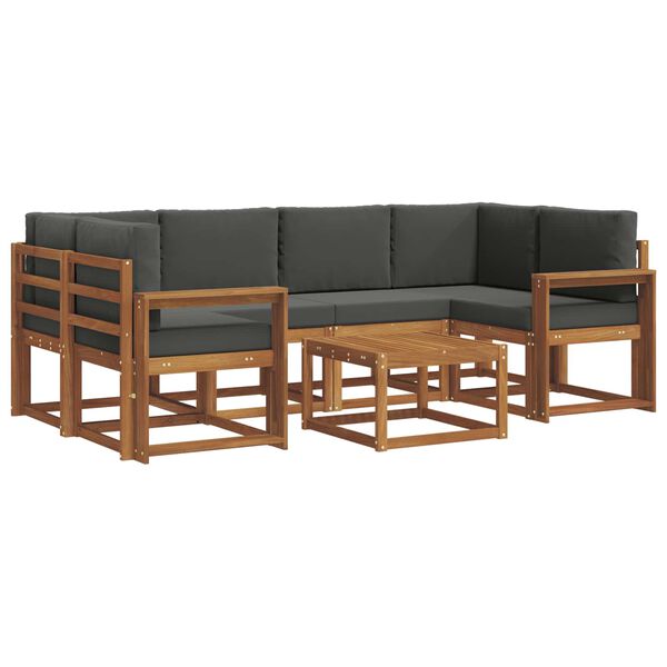 vidaXL &Uacute;ti s&oacute;fasett me&eth; p&uacute;&eth;i 7 pcs N&aacute;tt&uacute;rulegt og Antrac&iacute;t