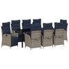 vidaXL Gar&eth;ur bor&eth;sett me&eth; p&uacute;&eth;i 9 pcs Gr&aacute;r og svartur Rattan