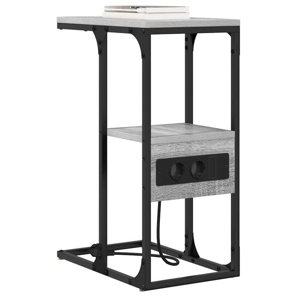 vidaXL Noat&ouml;flu sk&aacute;pur me&eth; sk&uacute;ffu Gr&aacute; sonoma &aacute;fer&eth; 41.5 x 26 x 60.5 cm