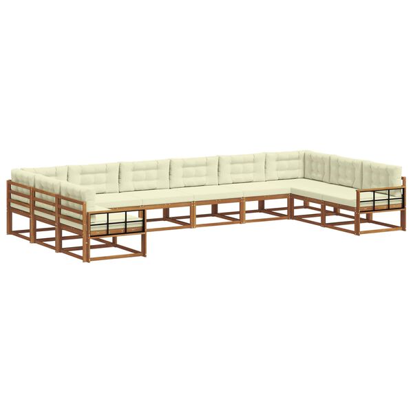 vidaXL &Uacute;ti s&oacute;fasett me&eth; p&uacute;&eth;i 10 pcs N&aacute;tt&uacute;rulegt og Krem