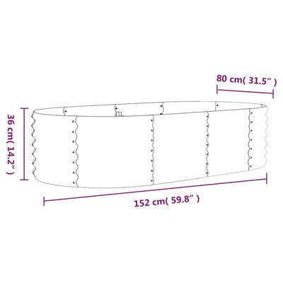 vidaXL Upphækkað Blómabeð Dufthúðað stál 152x80x36 cm Grænt