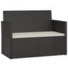 vidaXL Gar&eth;bekkur me&eth; Sessu Svartur 105 cm P&oacute;l&yacute;rattan