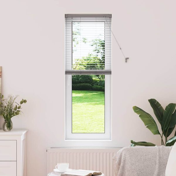 vidaXL Gluggablindur me&eth; gluggatj&ouml;ldum Silfur &Aacute;l