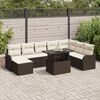vidaXL Gar&eth;s&oacute;fa sett me&eth; p&uacute;&eth;i me&eth; geymslu 9 pcs Br&uacute;nn Poly rattan