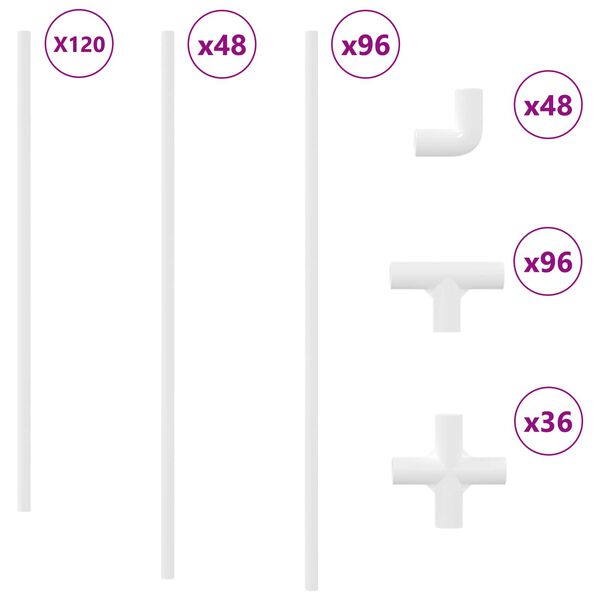 vidaXL PVC r&ouml;r 12 pcs Hv&iacute;tt 12,2 x 1,8 x 500 mm PP og PE