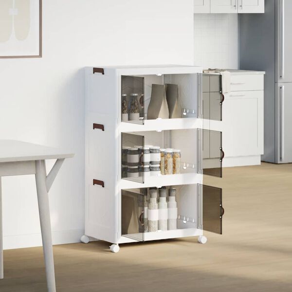 vidaXL staflanlegur geymslukassi með hjólum 3-stiga 75 L