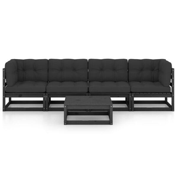 vidaXL 5 Parta Gar&eth;s&oacute;fasett me&eth; Sessum Gegnheil Fura